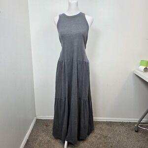 Gap Gray Tiered Sleeveless Cottagecore Boho Minimalist Maxi Dress Size S Petite